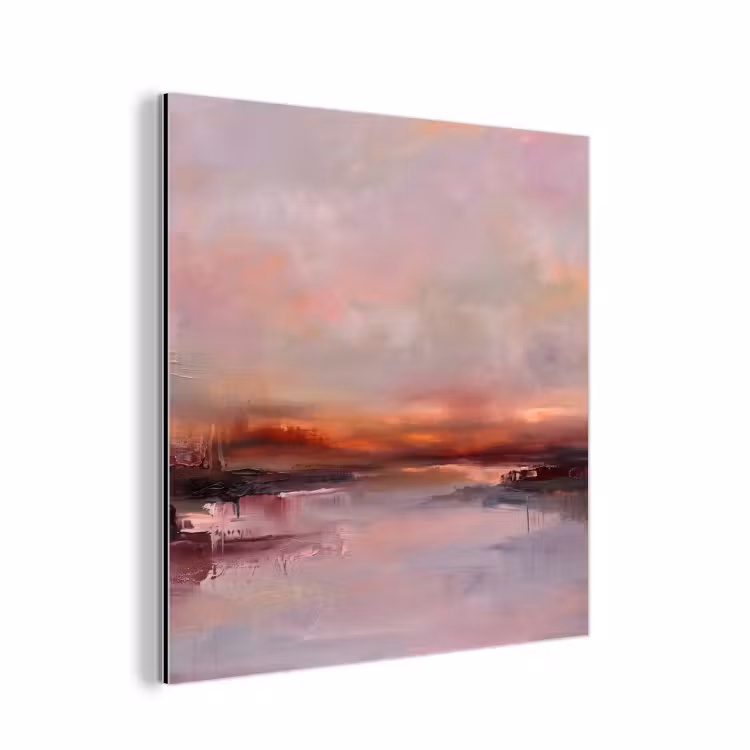 Landschap - Zonsondergang - Abstract - Modern - Roze aluminium wit klein -3d