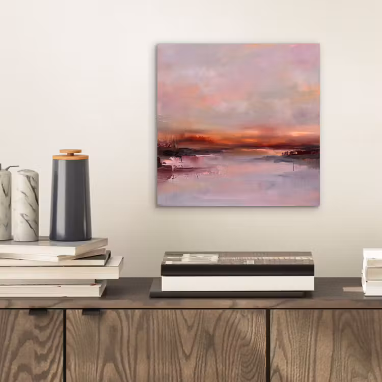 Landschap - Zonsondergang - Abstract - Modern - Roze aluminium wit klein -sfeer1
