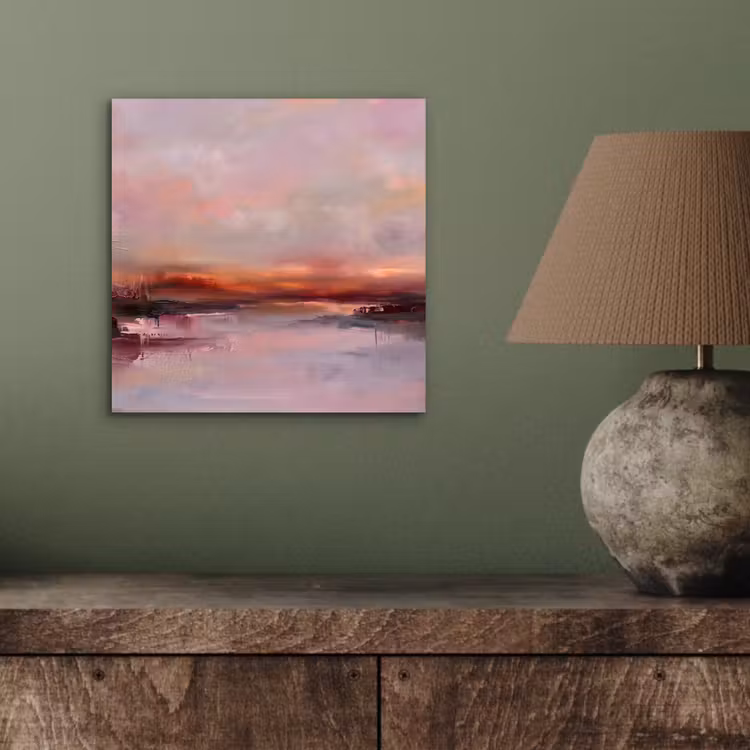 Landschap - Zonsondergang - Abstract - Modern - Roze aluminium wit klein -sfeer2