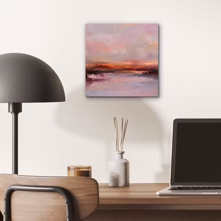 Landschap - Zonsondergang - Abstract - Modern - Roze aluminium wit klein -sfeer5