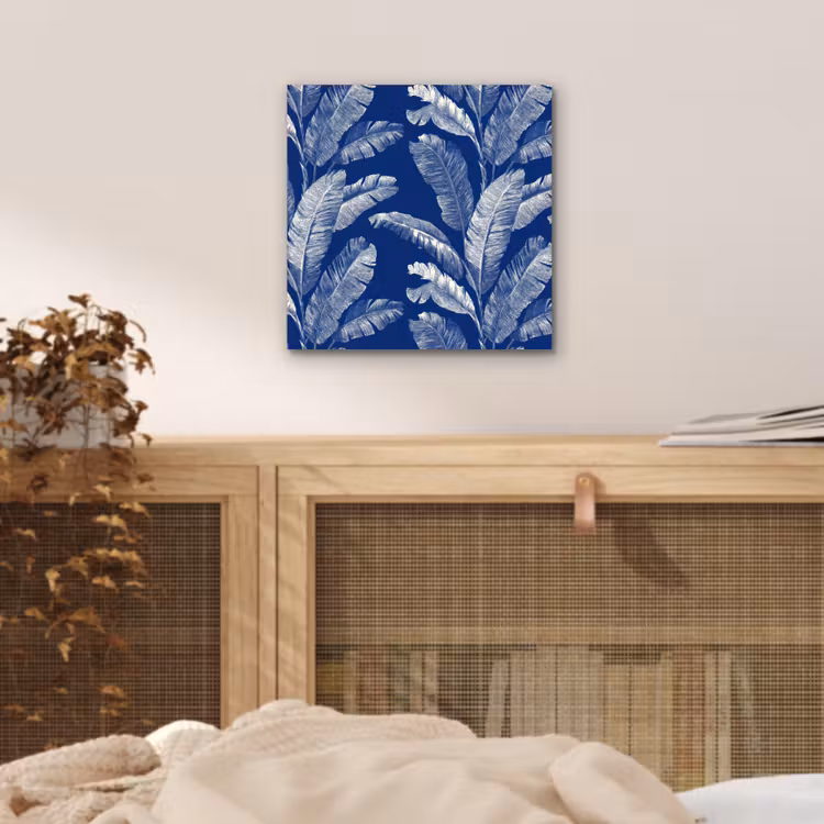 Blad - Palm - Blauw aluminium wit klein 46 -sfeer3