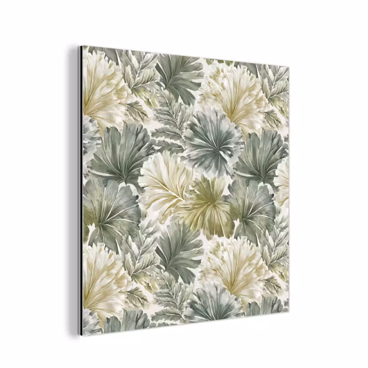 Bladeren - Botanisch - Groen aluminium wit klein 46 -3d