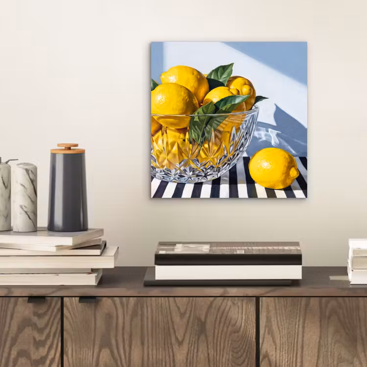 aluminium wall art - Lemons - Fruit - Yellow - Citroenen - Fruit - Geel aluminium wit klein