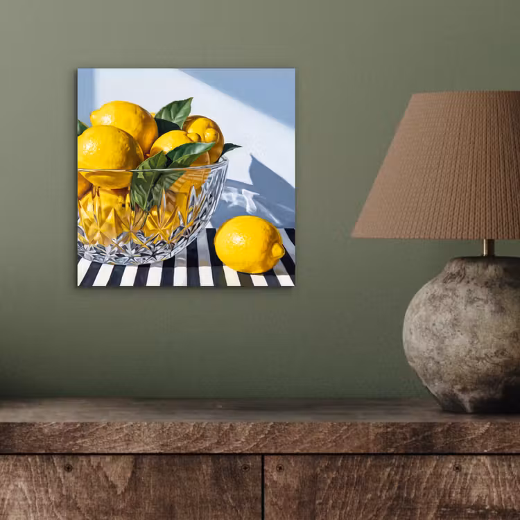 aluminium wall art - Lemons - Fruit - Yellow - Citroenen - Fruit - Geel aluminium wit klein