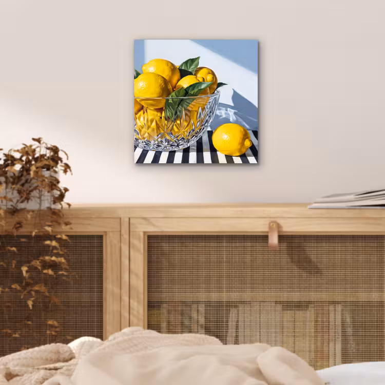 aluminium wall art - Lemons - Fruit - Yellow - Citroenen - Fruit - Geel aluminium wit klein