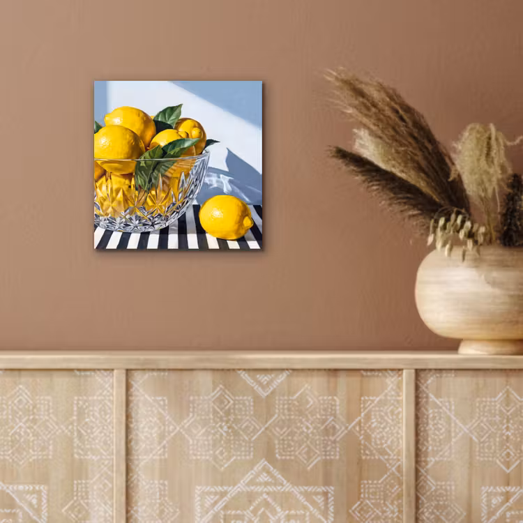 aluminium wall art - Lemons - Fruit - Yellow - Citroenen - Fruit - Geel aluminium wit klein
