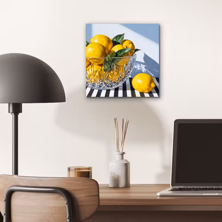 aluminium wall art - Lemons - Fruit - Yellow - Citroenen - Fruit - Geel aluminium wit klein