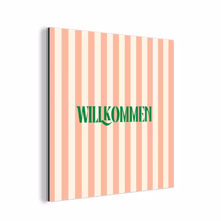 Zachtroze - Groen - Strepen - Wilkommen aluminium wit klein -3d