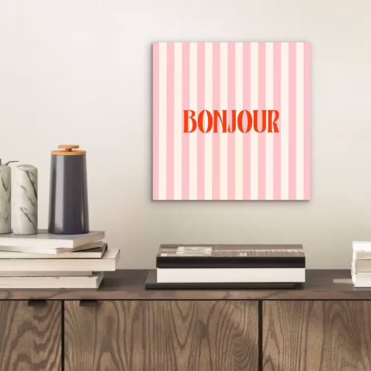 Zachtroze - Rood - Strepen - Bonjour aluminium wit klein -sfeer1