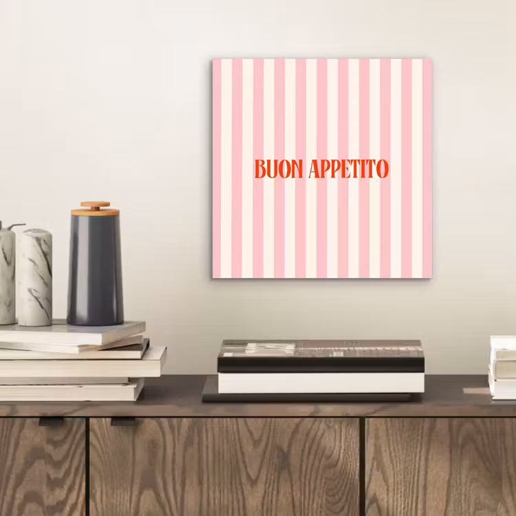 Zachtroze - Rood - Strepen - Buon Appetito aluminium wit klein -sfeer1