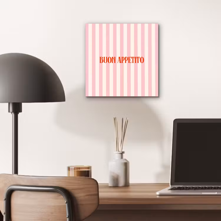 Zachtroze - Rood - Strepen - Buon Appetito aluminium wit klein -sfeer5