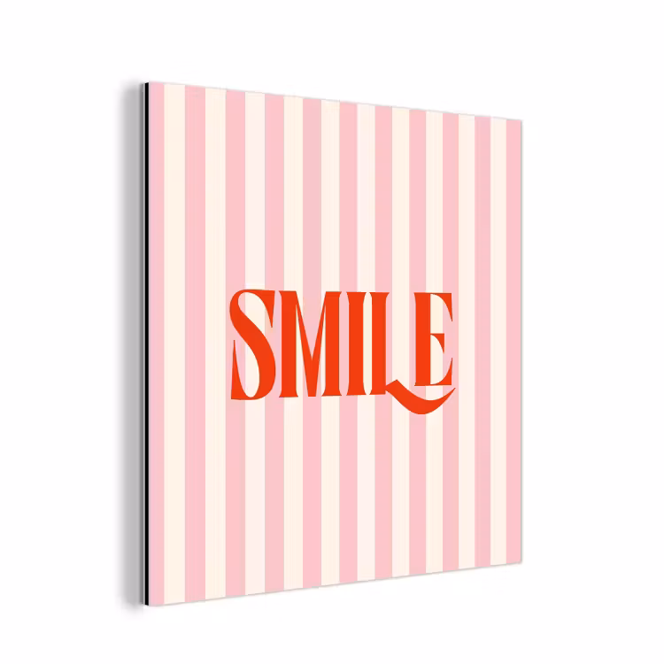 Zachtroze - Rood - Strepen - Smile aluminium wit klein -3d