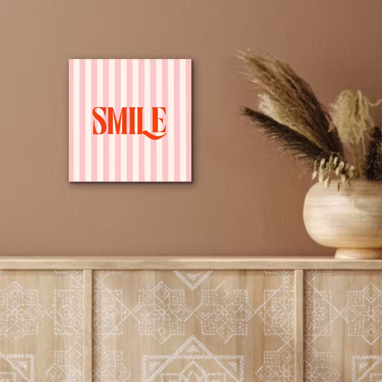 Zachtroze - Rood - Strepen - Smile aluminium wit klein -sfeer4