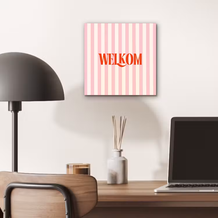 Zachtroze - Rood - Strepen - Welkom aluminium wit klein -sfeer5