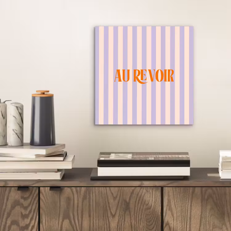 Lila - Oranje - Strepen - Au Revoir aluminium wit klein -sfeer1