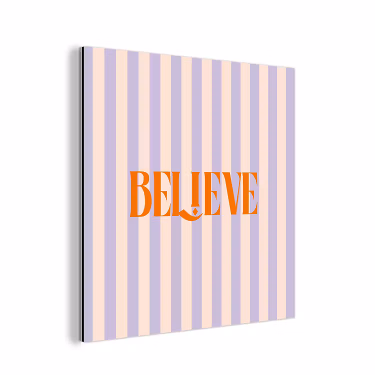 Lila - Oranje - Strepen - Believe aluminium wit klein -3d