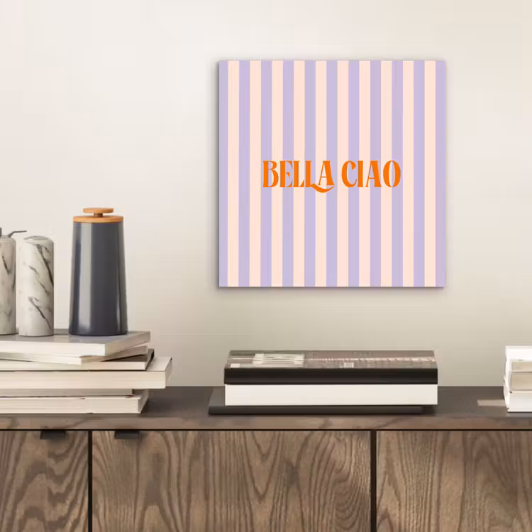 Lila - Oranje - Strepen - Bella Ciao aluminium wit klein -sfeer1