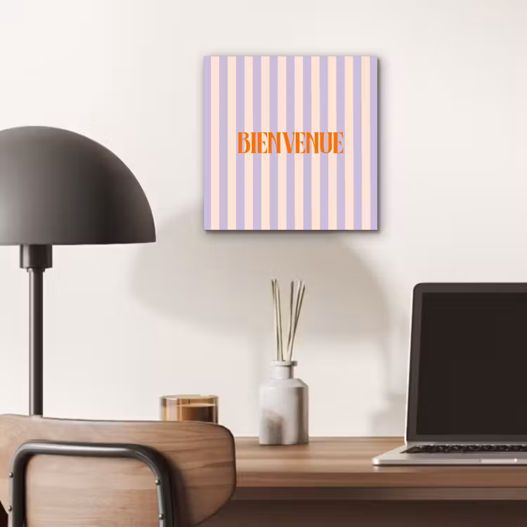 Lila - Oranje - Strepen - Bienvenue aluminium wit klein -sfeer5