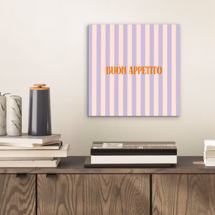 Lila - Oranje - Strepen - Buon Appetito aluminium wit klein -sfeer1