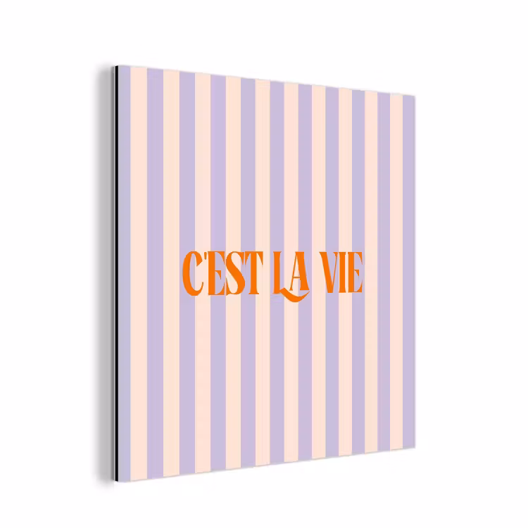 Lila - Oranje - Strepen - C'est La Vie aluminium wit klein -3d