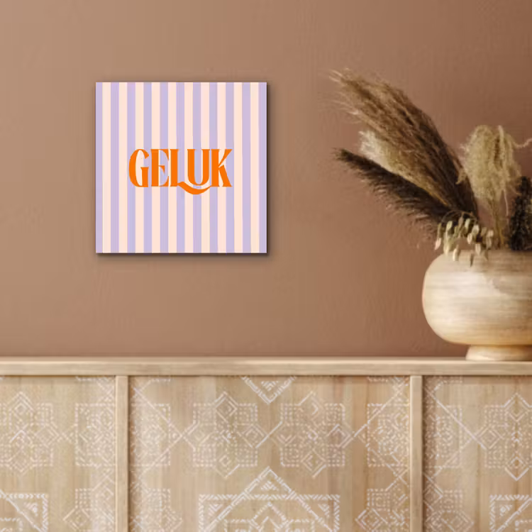 Lila - Oranje - Strepen - Geluk aluminium wit klein -sfeer4