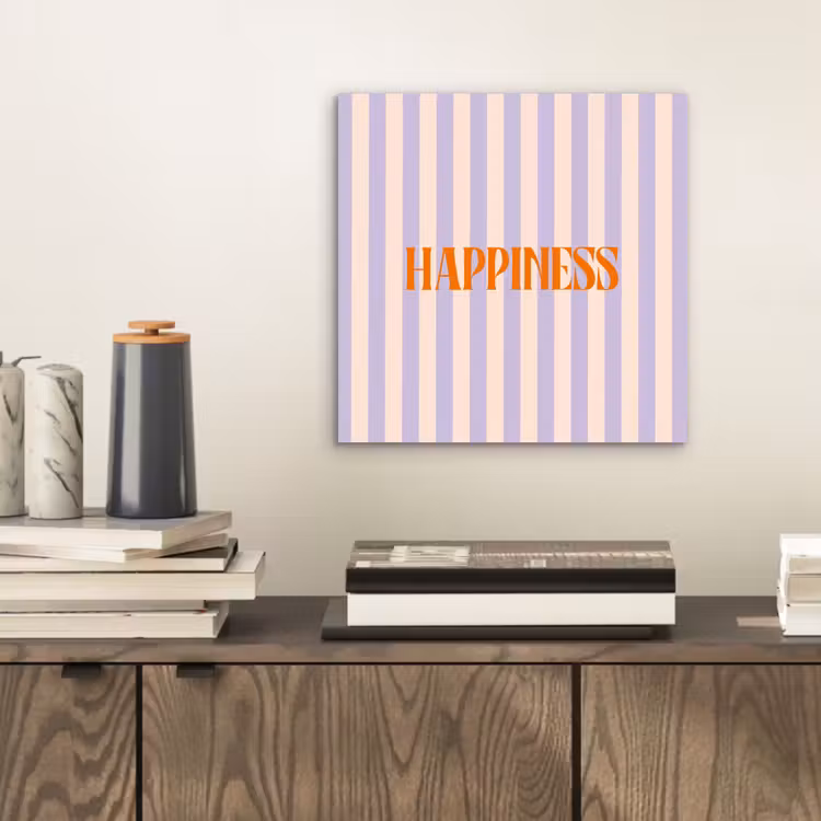 Lila - Oranje - Strepen - Happiness aluminium wit klein -sfeer1