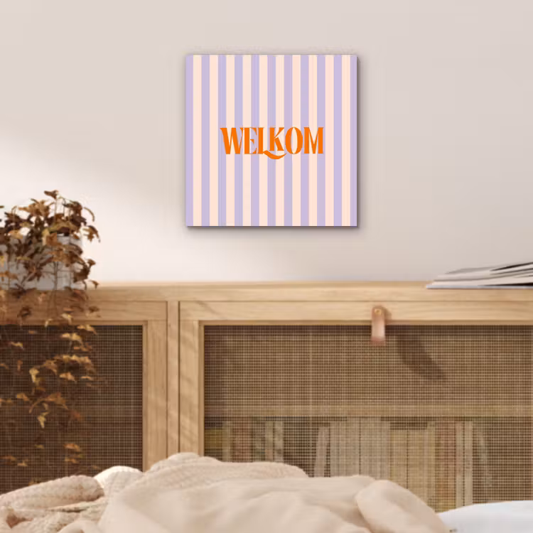 Lila - Oranje - Strepen - Welkom aluminium wit klein -sfeer3