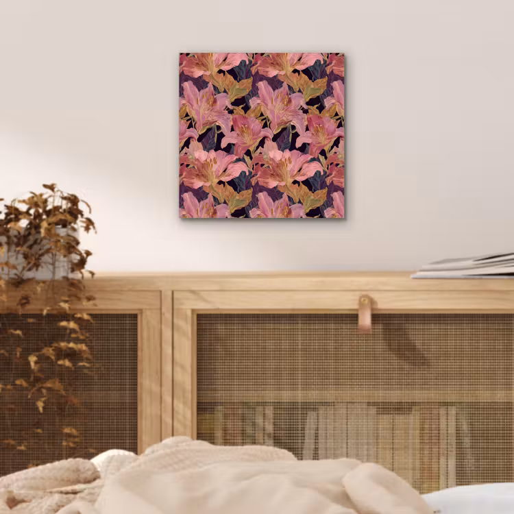 Lelies - Patroon - Roze - Goud aluminium wit klein 46 -sfeer3