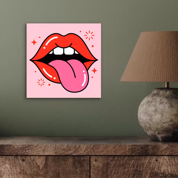 Lippen - Tong - Pop-art - Kleurrijk - Roze aluminium wit klein -sfeer2