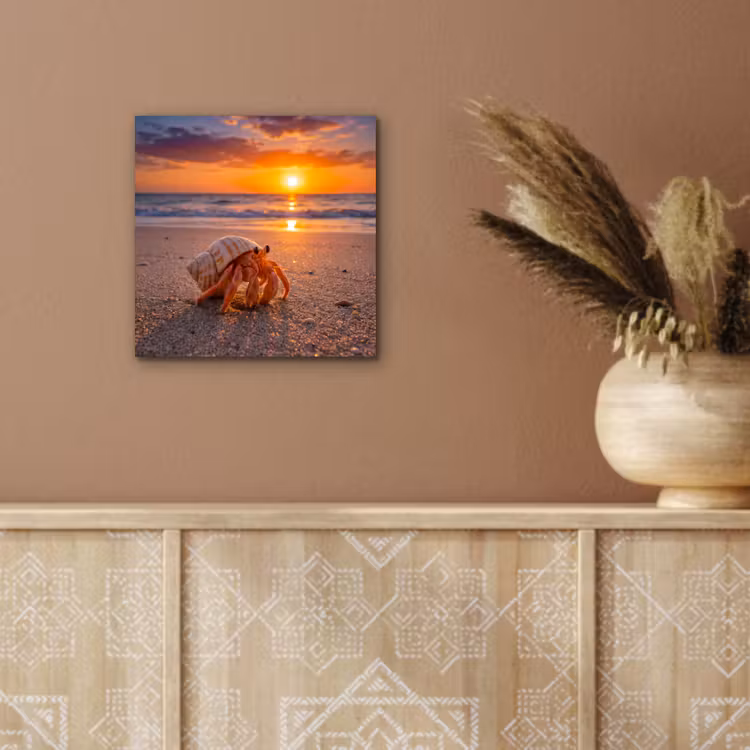 Kreeft - Strand - Natuur - Zonsondergang - Oranje aluminium wit klein -sfeer4