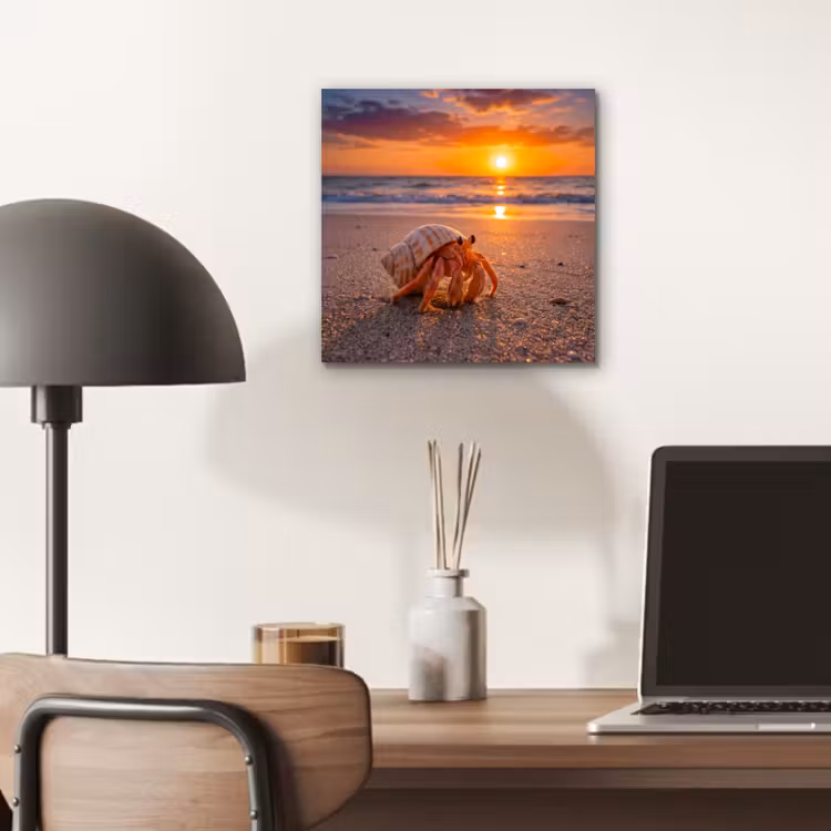 Kreeft - Strand - Natuur - Zonsondergang - Oranje aluminium wit klein -sfeer5