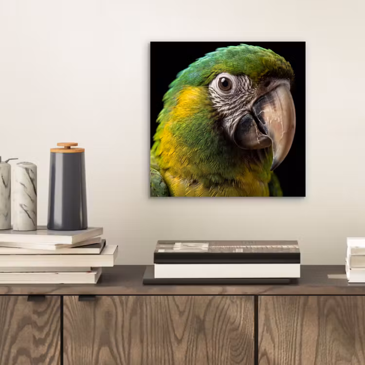 Ara - Portret - Groen aluminium wit klein -sfeer1