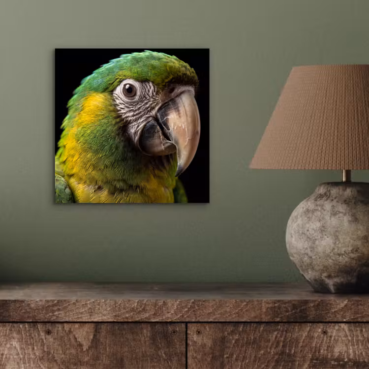 Ara - Portret - Groen aluminium wit klein -sfeer2