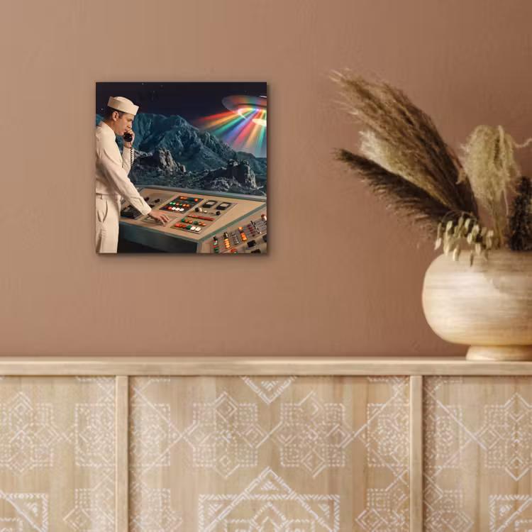 aluminium wall art - Man - Control Room - Beach - Man - Controlekamer - Strand aluminium wit klein