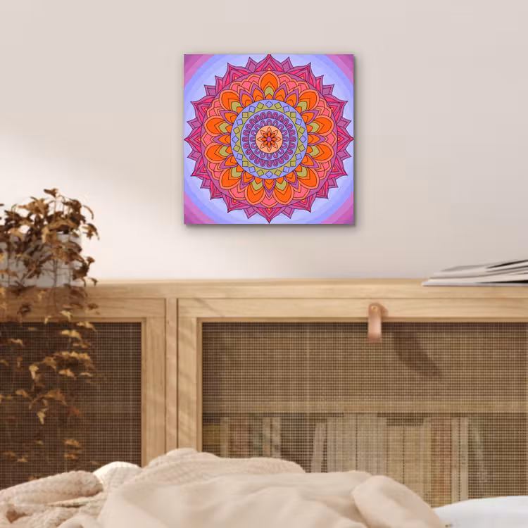 Mandala - Cirkel - Abstract - Kleurrijk - Patroon aluminium wit klein -sfeer3
