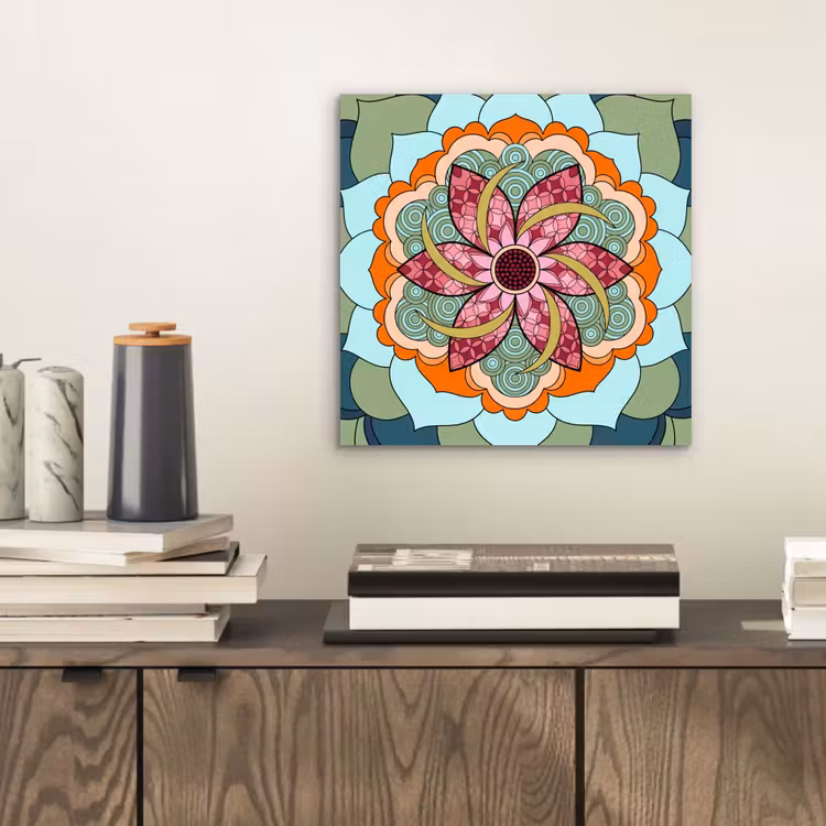 Mandala - Geometrisch - Kunst - Decoratief - Kleurrijk aluminium wit klein -sfeer1