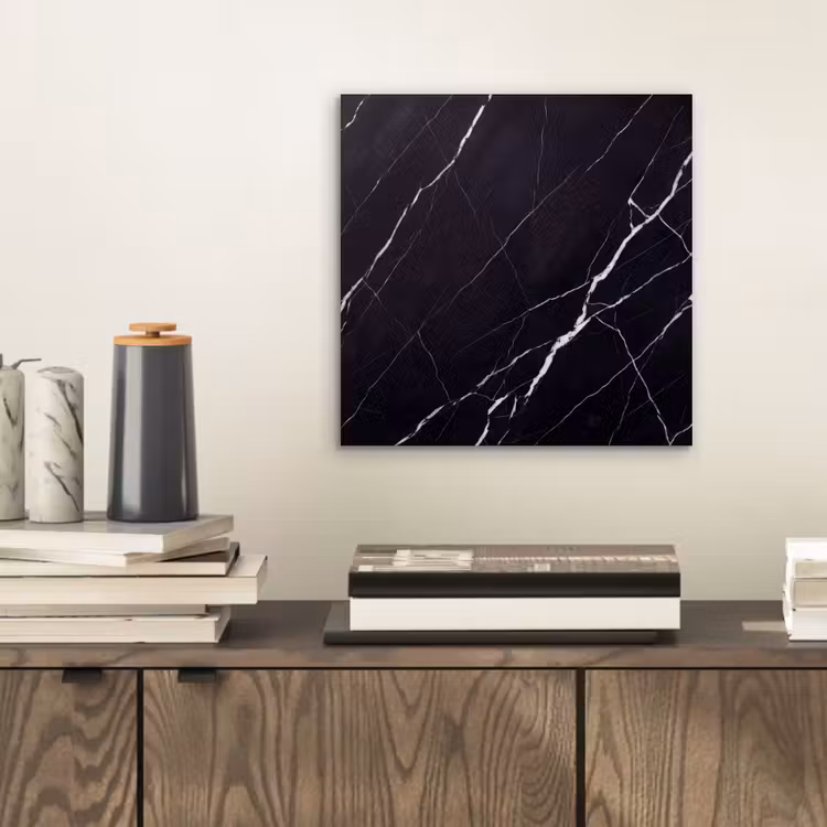 Marmer - Patroon - Abstract - Modern - Zwart aluminium wit klein -sfeer1