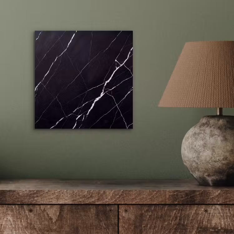 Marmer - Patroon - Abstract - Modern - Zwart aluminium wit klein -sfeer2