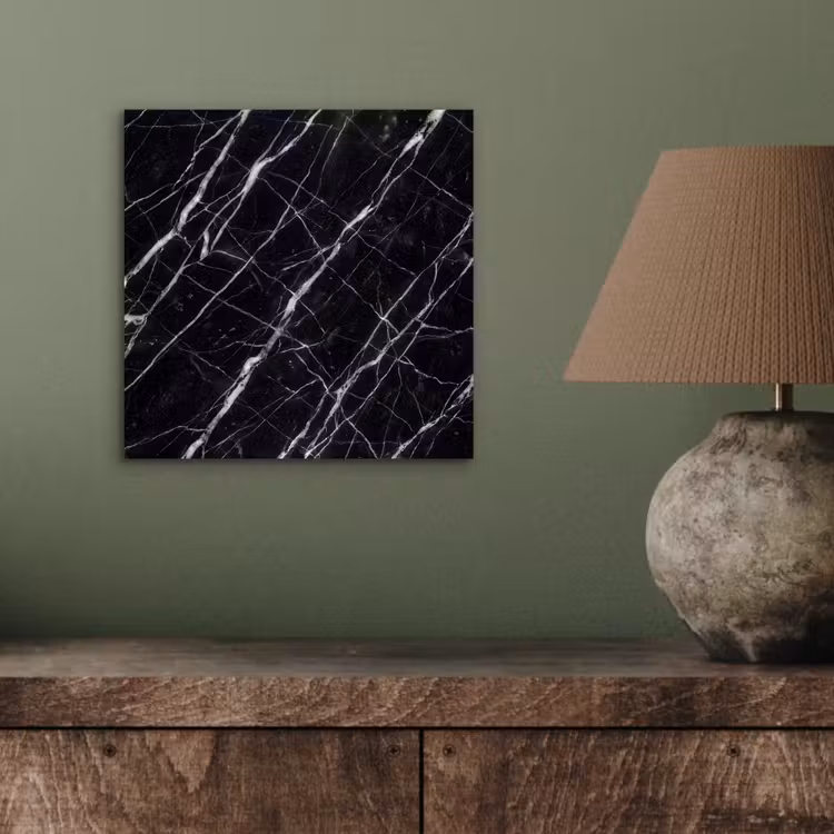 Marmer - Aders - Abstract - Zwart aluminium wit klein -sfeer2