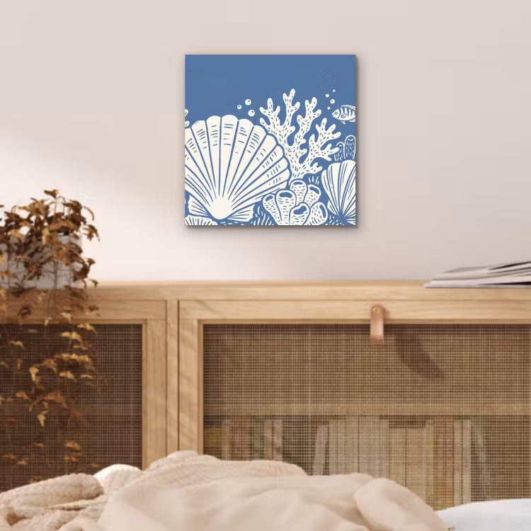 Zeeleven - Koraal - Schelp - Vis - Illustratie - Onderwater aluminium wit klein -sfeer3