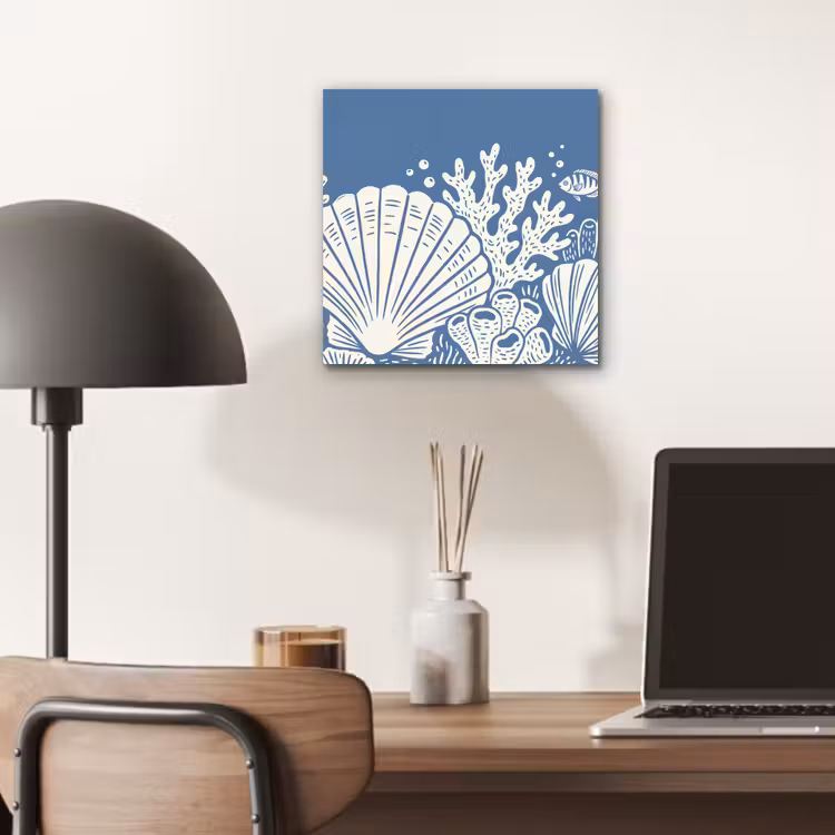 Zeeleven - Koraal - Schelp - Vis - Illustratie - Onderwater aluminium wit klein -sfeer5