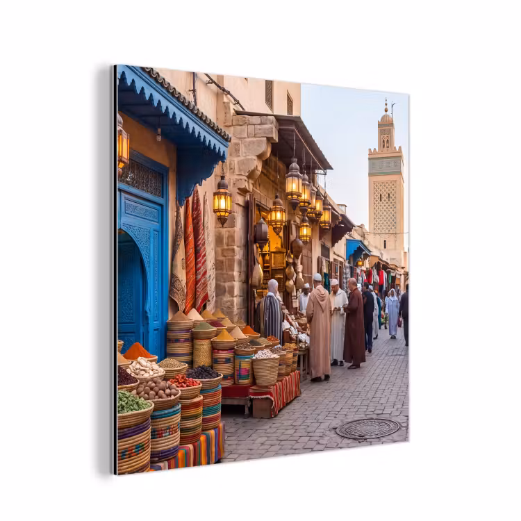 aluminium wall art - Market - Oriental - Colorful - Markt - Oosters - Kleurrijk aluminium wit klein