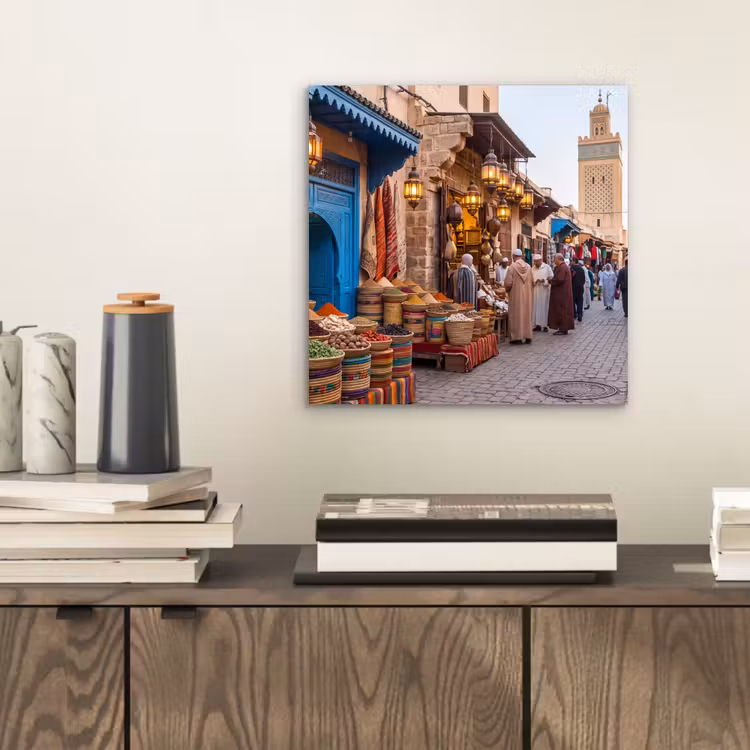 aluminium wall art - Market - Oriental - Colorful - Markt - Oosters - Kleurrijk aluminium wit klein
