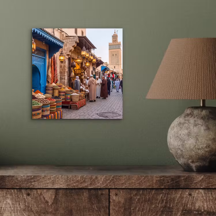 aluminium wall art - Market - Oriental - Colorful - Markt - Oosters - Kleurrijk aluminium wit klein