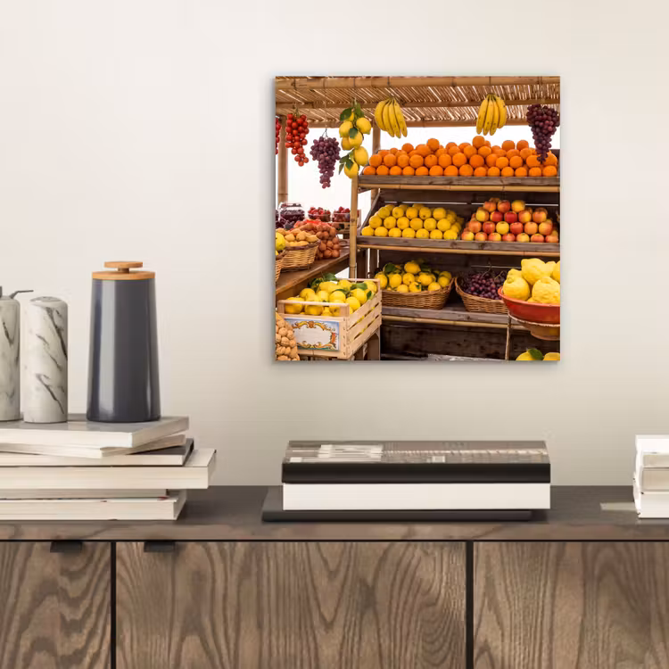 aluminium wall art - Market Stall - Fruit - Fresh - Marktkraam - Fruit - Vers aluminium wit klein