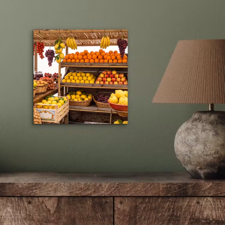aluminium wall art - Market Stall - Fruit - Fresh - Marktkraam - Fruit - Vers aluminium wit klein