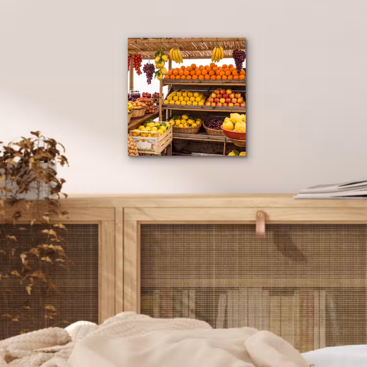 aluminium wall art - Market Stall - Fruit - Fresh - Marktkraam - Fruit - Vers aluminium wit klein