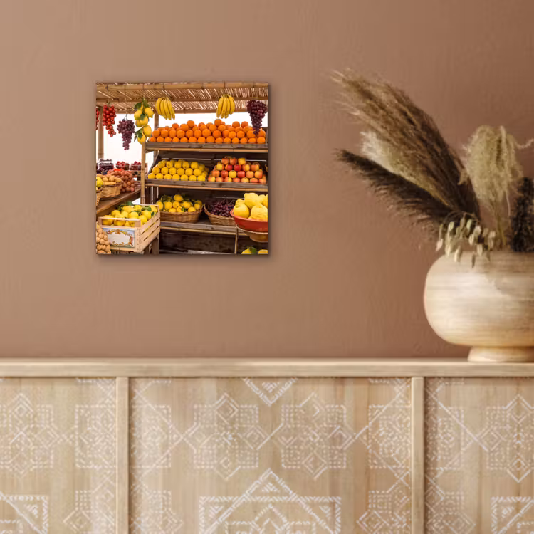 aluminium wall art - Market Stall - Fruit - Fresh - Marktkraam - Fruit - Vers aluminium wit klein
