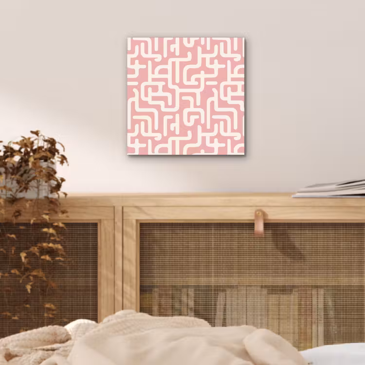Doolhofpatroon - Roze - Wit - Abstract aluminium wit klein 46 -sfeer3