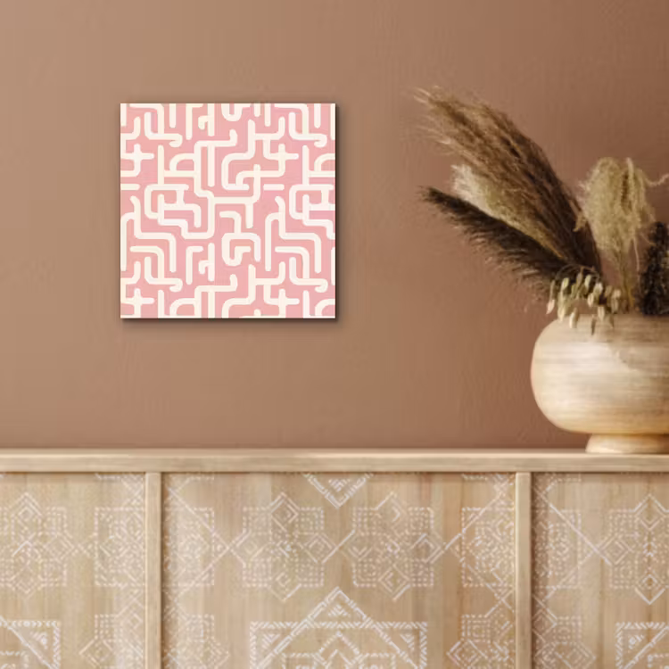 Doolhofpatroon - Roze - Wit - Abstract aluminium wit klein 46 -sfeer4